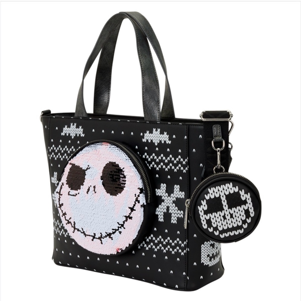 NWT The Nightmare Before Christmas Jack Skellington Reversible Sequins Tote